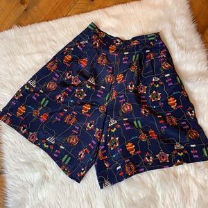 Vintage Ann May silk shorts with nautical print